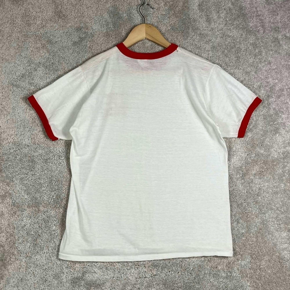 Vintage 70s Russell Athletic BSA Pathfinder District Ringer T Shirt White Red M - Picture 9 of 13